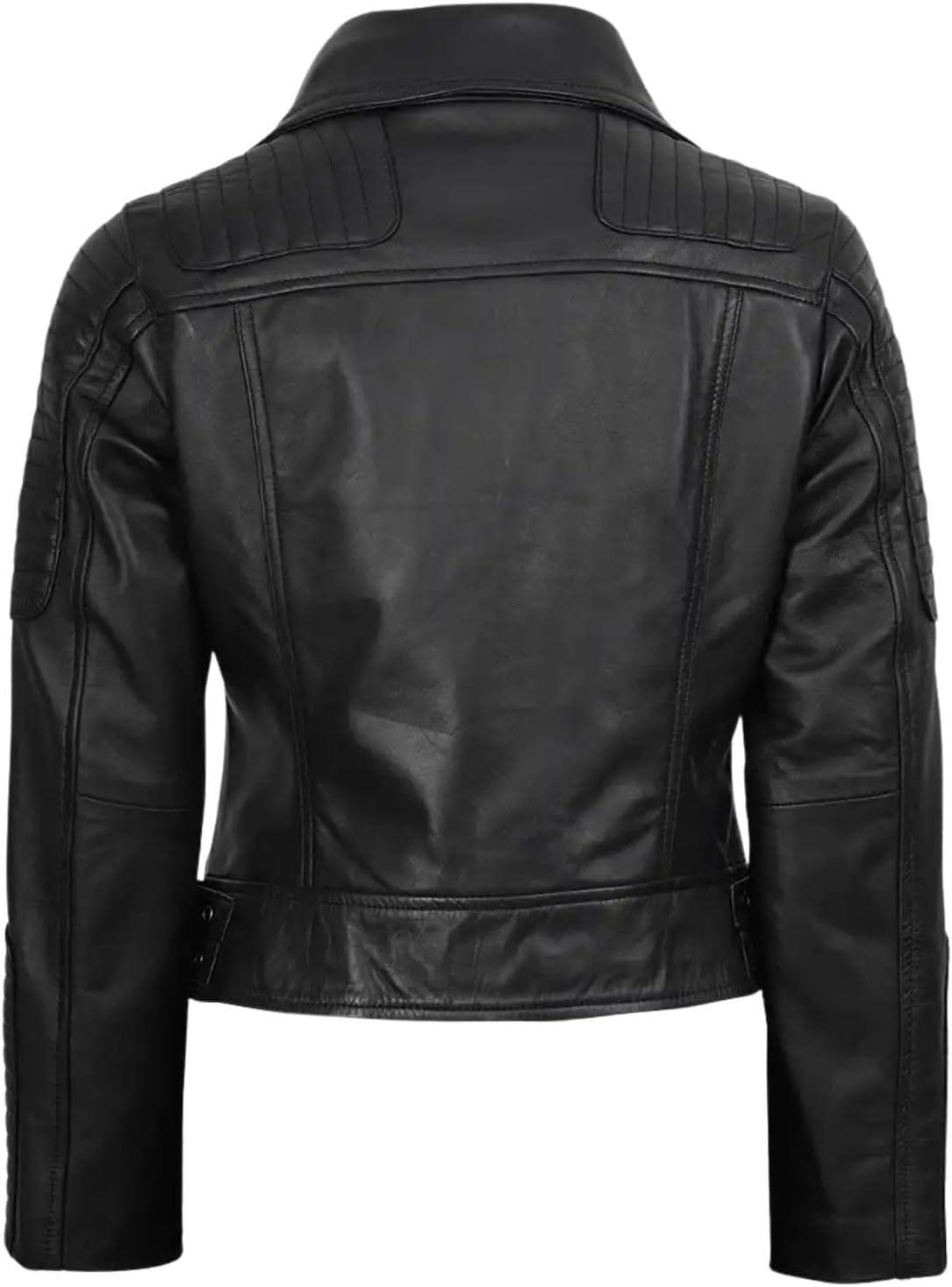 image:imageBlingsoul Asymmetrical Leather Jacket Women Real Lambskin Motorcycle Style Jacket for Womens with Lapel CollarBlack