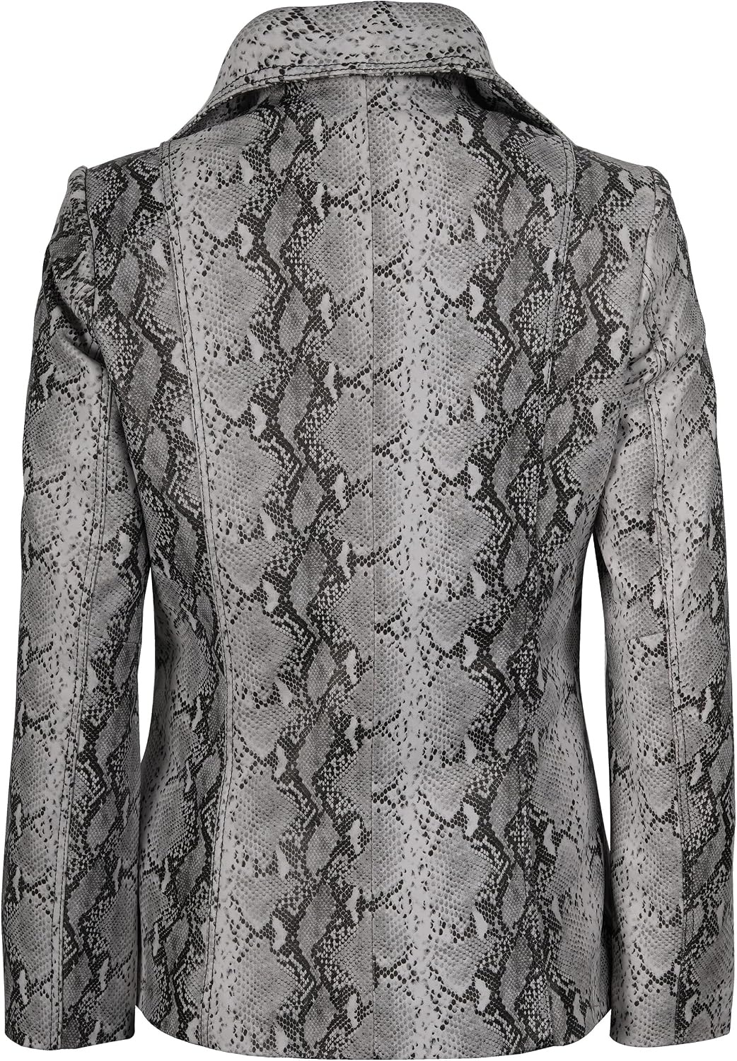 image:imageBlingsoul Real Leather Jacket Women Lambskin Jackets for WomensAntonia Snake Pattern Off White Blazer