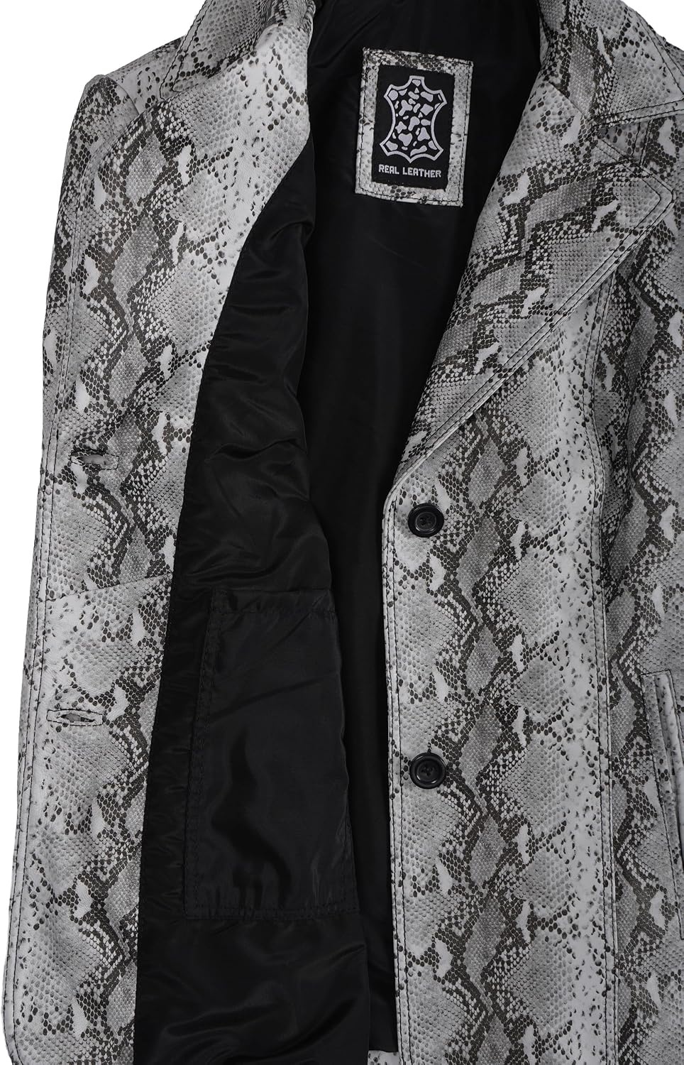 image:imageBlingsoul Real Leather Jacket Women Lambskin Jackets for WomensAntonia Snake Pattern Off White Blazer