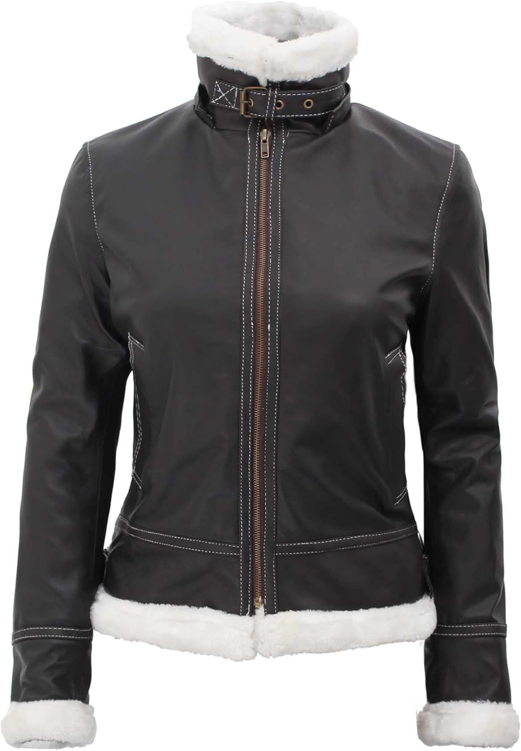 image:imageBlingsoul Real Leather Jacket Women Lambskin Jackets for WomensBrown Mary Shearling Jacket