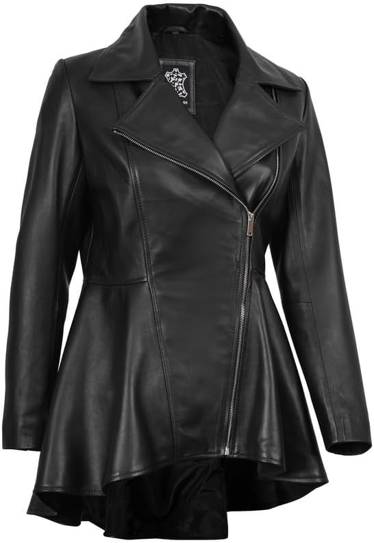 image:imageBlingsoul Real Leather Jacket Women Lambskin Jackets for WomensClarissa Peplum Black