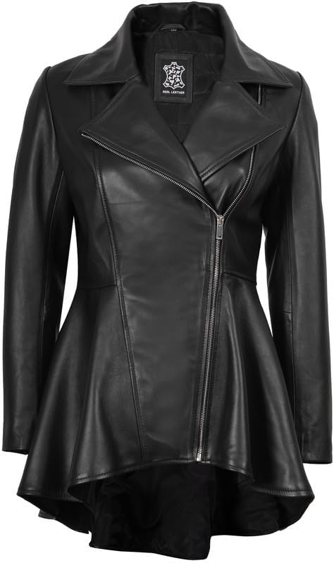 image:imageBlingsoul Real Leather Jacket Women Lambskin Jackets for WomensClarissa Peplum Black