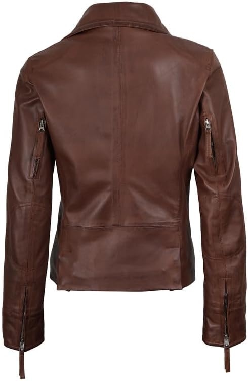 image:imageBlingsoul Real Leather Jacket Women Lambskin Jackets for WomensCognac Ramsey Jacket