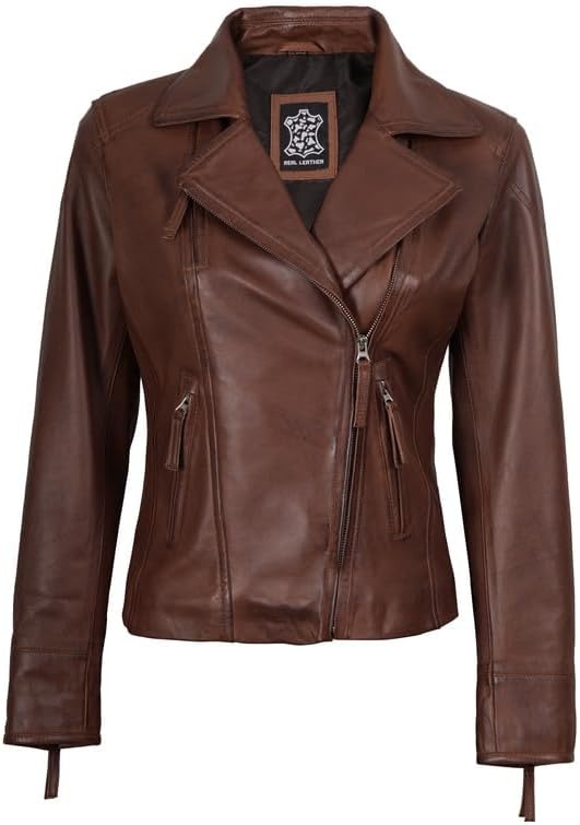 image:imageBlingsoul Real Leather Jacket Women Lambskin Jackets for WomensCognac Ramsey Jacket