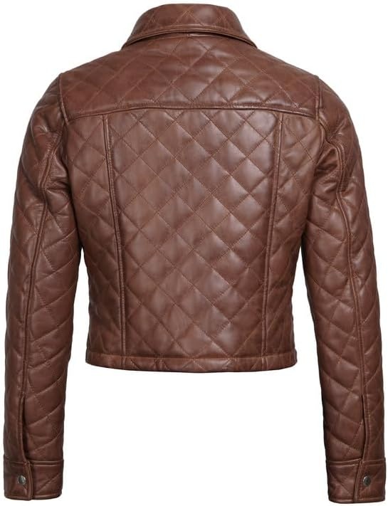 image:imageBlingsoul Real Leather Jacket Women Lambskin Jackets for WomensCognac Silvia Cropped Jacket