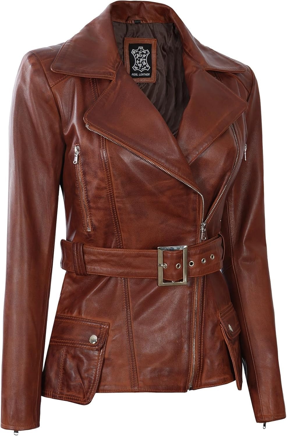 image:imageBlingsoul Real Leather Jacket Women Lambskin Jackets for WomensCognac Victoria Jacket