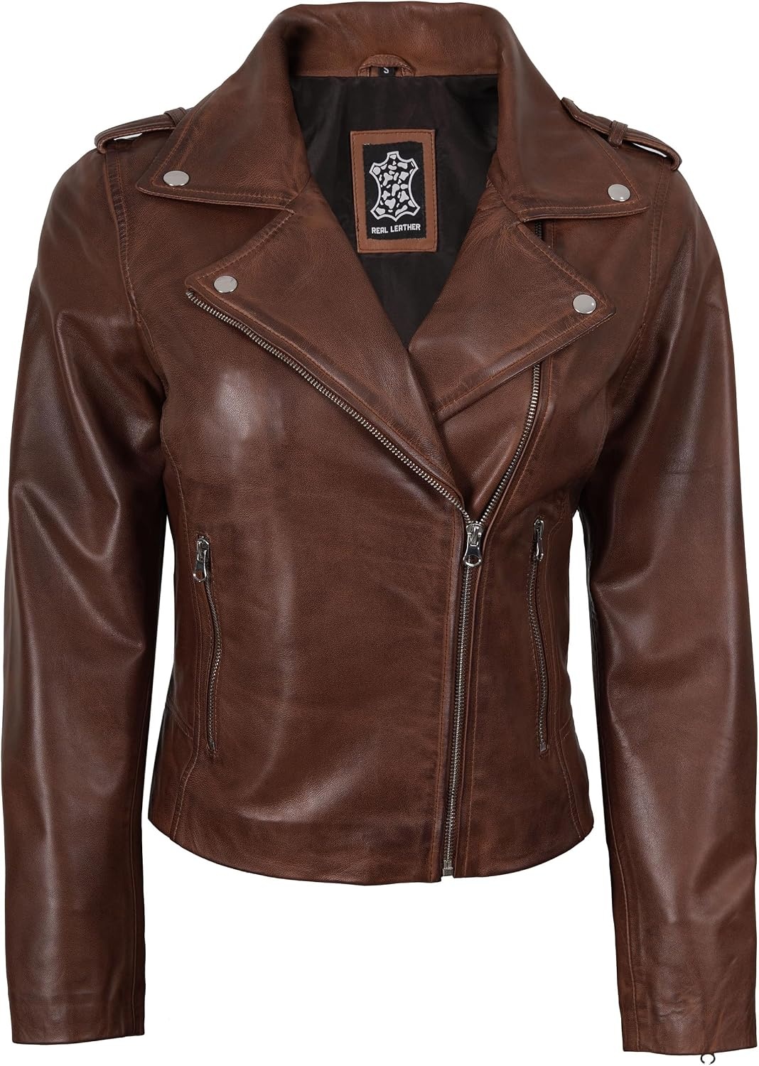 image:imageBlingsoul Real Leather Jacket Women Lambskin Jackets for WomensKirsten Cognac Jacket