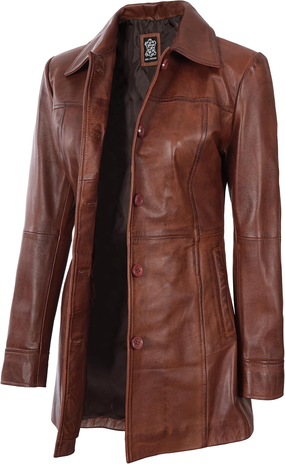 image:imageBlingsoul Real Leather Jacket Women Lambskin Jackets for WomensKnds Cognac Wax