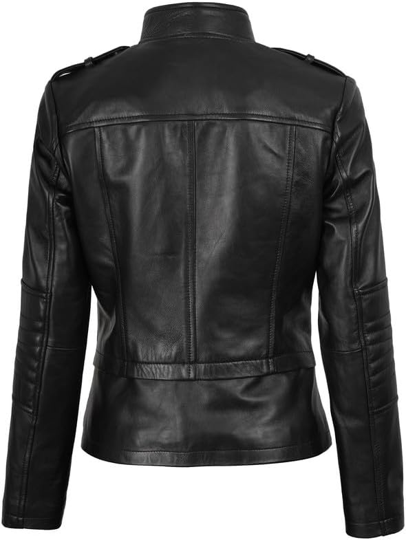 image:imageBlingsoul Real Leather Jacket Women Lambskin Jackets for WomensMonica Black