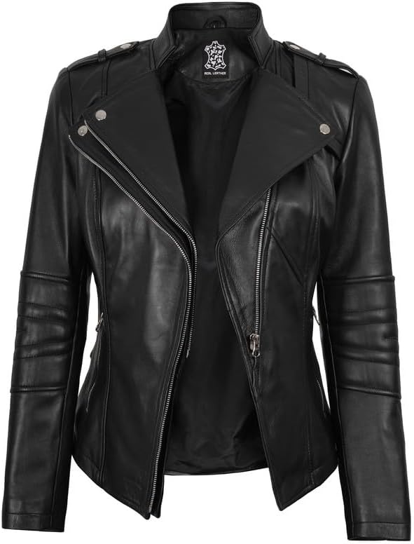 image:imageBlingsoul Real Leather Jacket Women Lambskin Jackets for WomensMonica Black