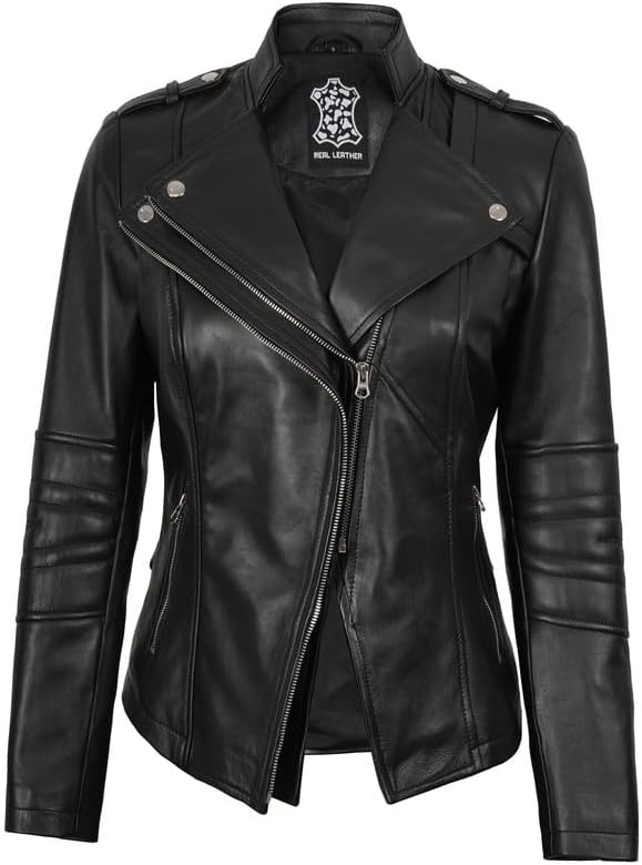 image:imageBlingsoul Real Leather Jacket Women Lambskin Jackets for WomensMonica Black