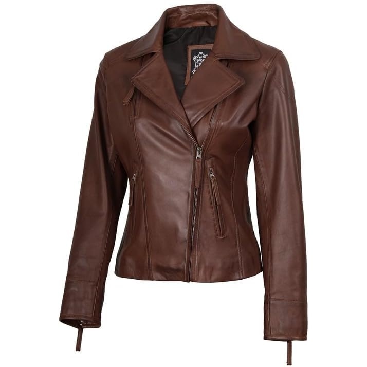image:imageBlingsoul Real Leather Jacket Women Lambskin Jackets for WomensCognac Ramsey Jacket