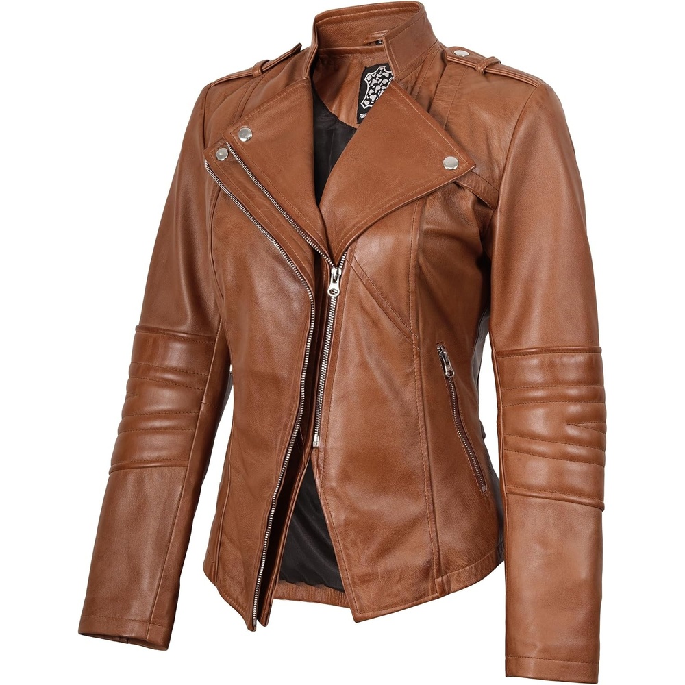 image:imageBlingsoul Real Leather Jacket Women Lambskin Jackets for WomensMonica Tan Jacket
