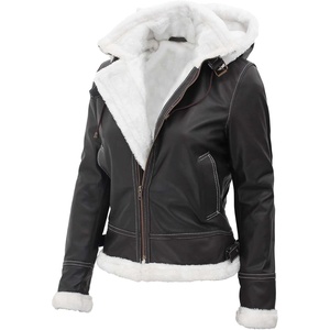 Blingsoul Real Leather Jacket Women – Lambskin Jackets for Womens(Brown – Mary Shearling Jacket)