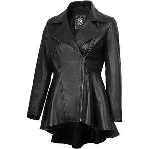 Blingsoul Real Leather Jacket Women – Lambskin Jackets for Womens(Clarissa Peplum – Black)