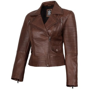 Blingsoul Real Leather Jacket Women – Lambskin Jackets for Womens(Gadot – Cognac Wax)