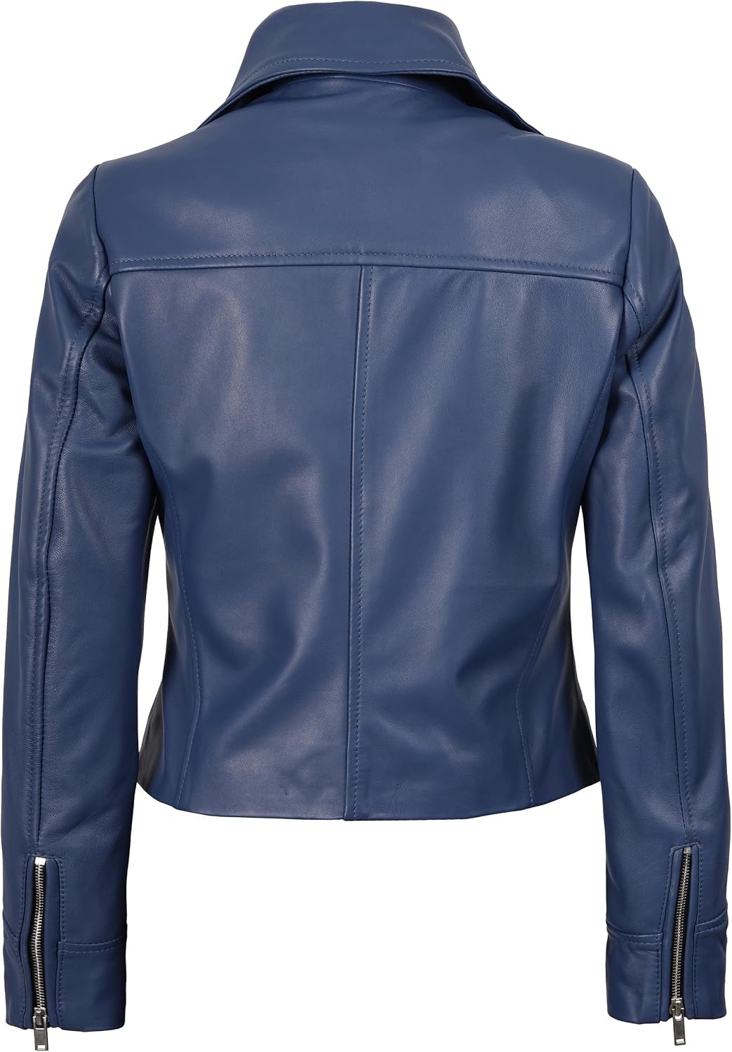 image:imageBlingsoul Asymmetrical Leather Jacket Women Real Lambskin Motorcycle Style Jacket for Women Genuine Womens Leather JacketBlue