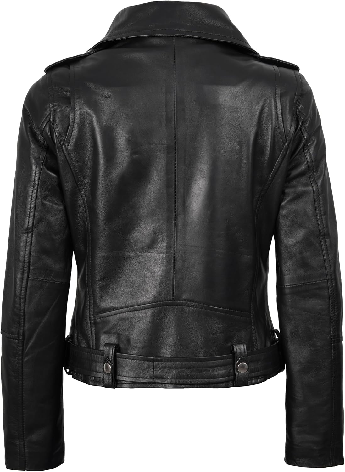 image:imageBlingsoul Asymmetrical Real Leather Jacket Women Belted Lambskin leather Jacket Womens Genuine Leather Moto Style JacketBlack