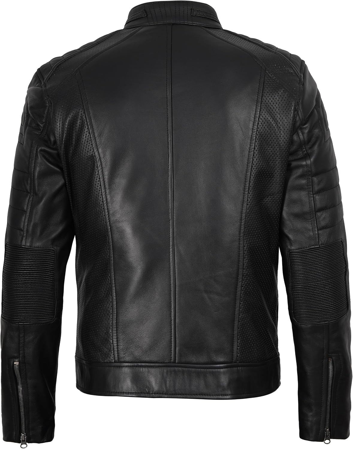 image:imageBlingsoul Cafe Racer Leather Jacket Men Real Lambskin Leather Jacket For Men Genuine Leather Motorcycle Style JacketsBlack