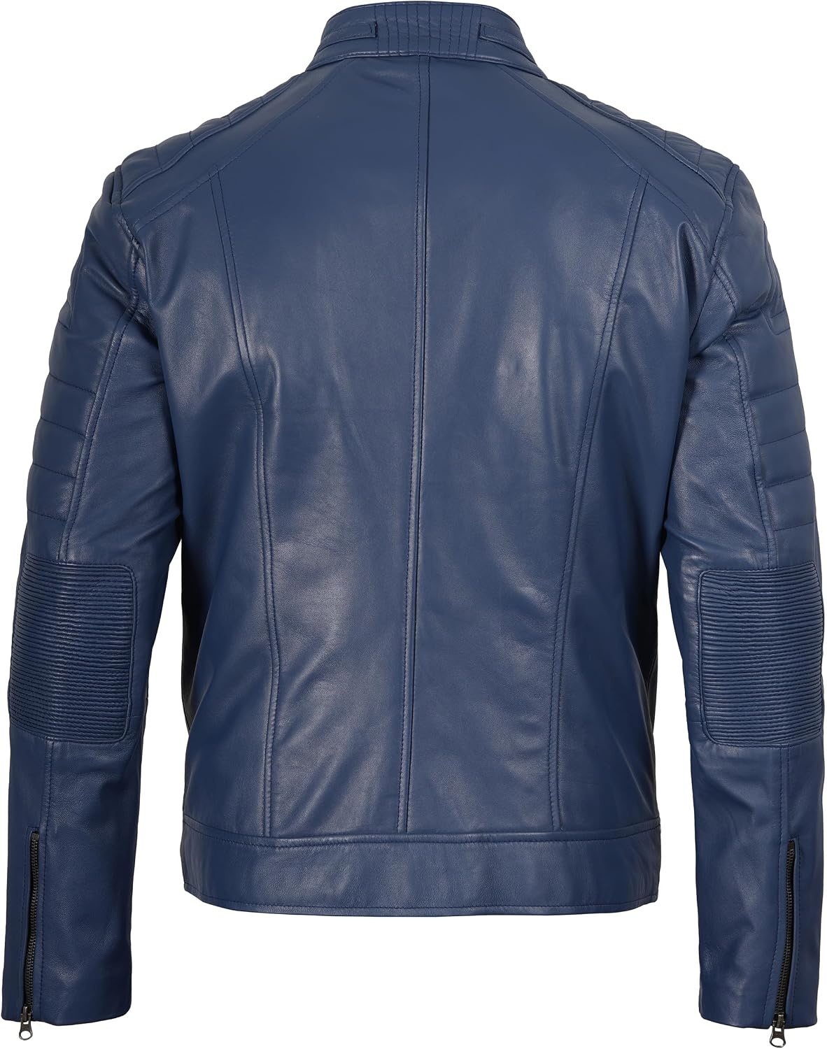 image:imageBlingsoul Cafe Racer Leather Jacket Men Real Lambskin Leather Jacket For Men Genuine Leather Motorcycle Style JacketsBlue
