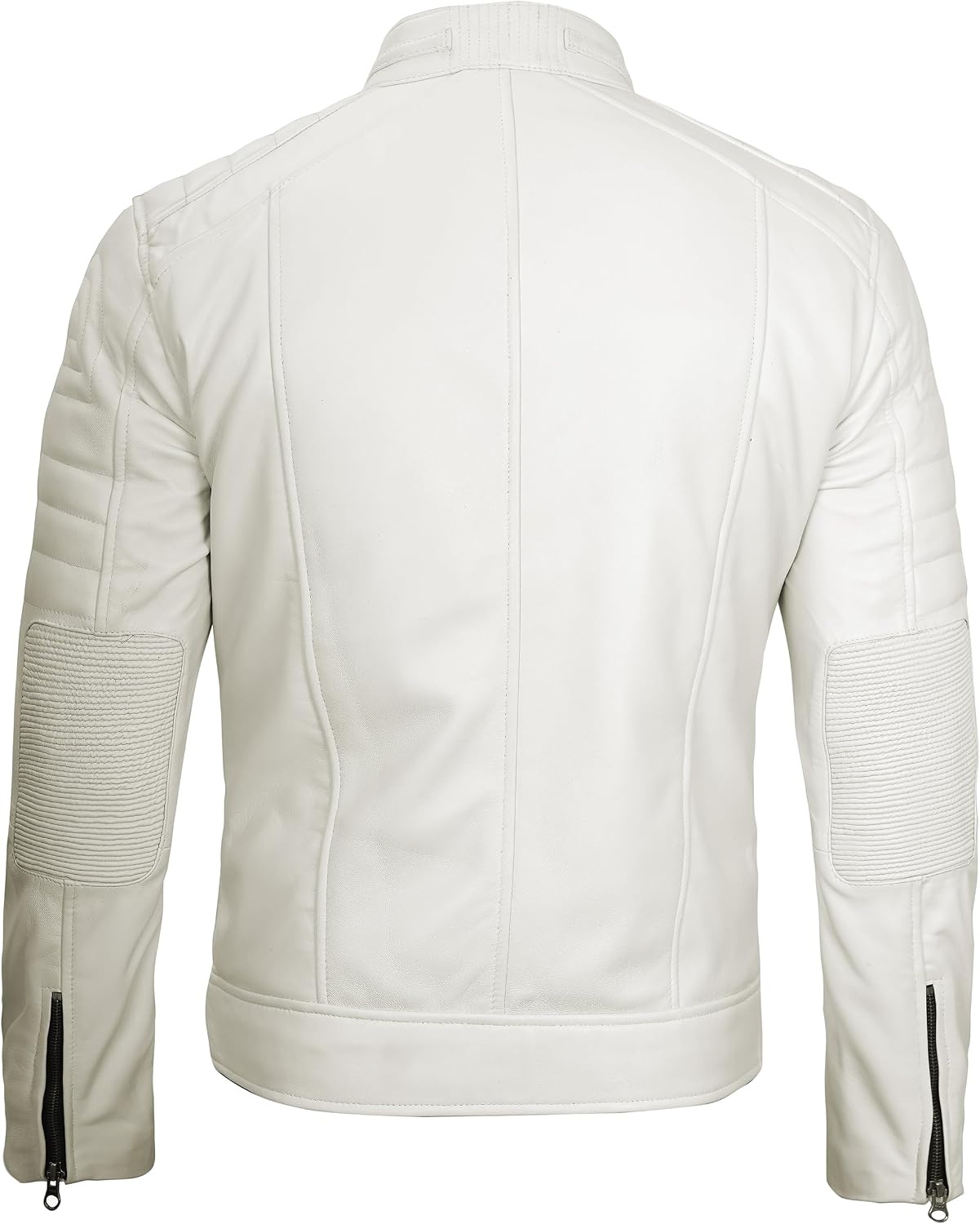 image:imageBlingsoul Cafe Racer Leather Jacket Men Real Lambskin Leather Jacket For Men Genuine Leather Motorcycle Style JacketsOffwhite
