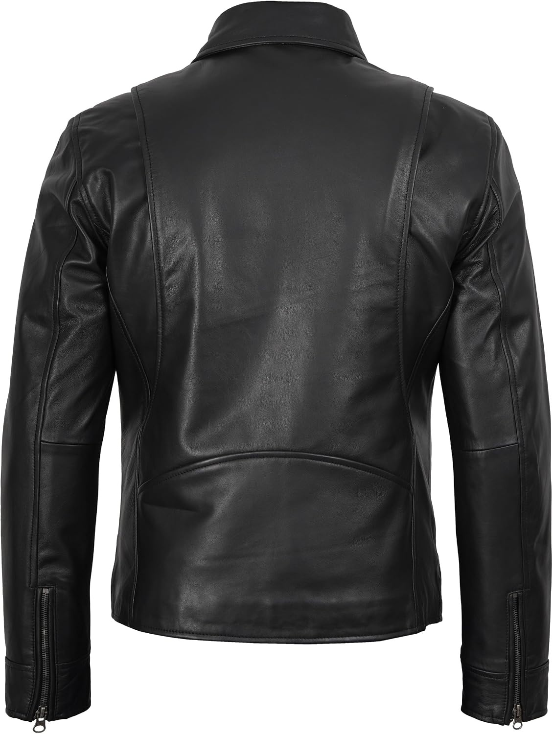 image:imageBlingsoul Classic Leather Jacket Men Real Lambskin Leather Jacket for Men with Shirt Collar Vintage Mens Leather JacketsBlack