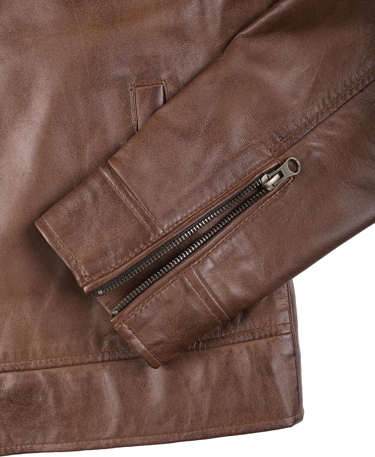 image:imageBlingsoul Classic Leather Jacket Men Real Lambskin Leather Jacket for Men with Shirt Collar Vintage Mens Leather JacketsCognac Wax