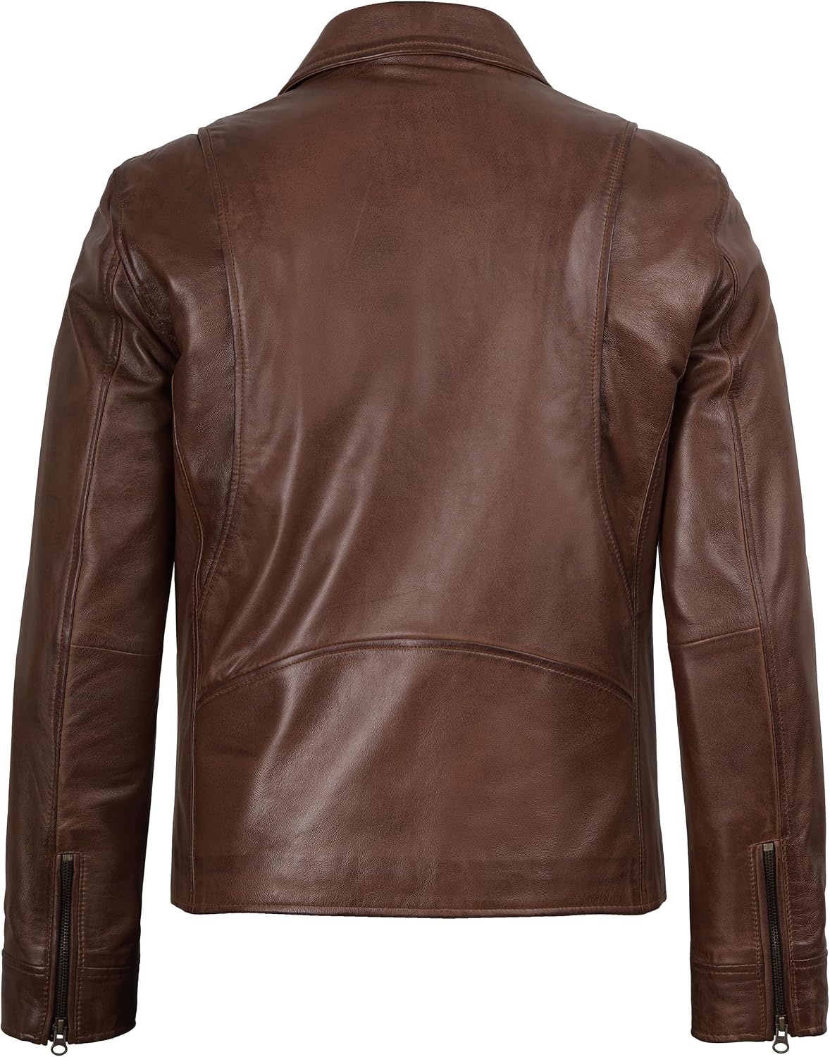 image:imageBlingsoul Classic Leather Jacket Men Real Lambskin Leather Jacket for Men with Shirt Collar Vintage Mens Leather JacketsCognac Wax