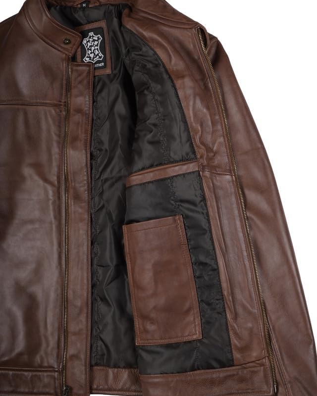 image:imageBlingsoul Classic Real Lambskin Leather Jacket Men Moto Style Leather Jacket For MensCognac Wax