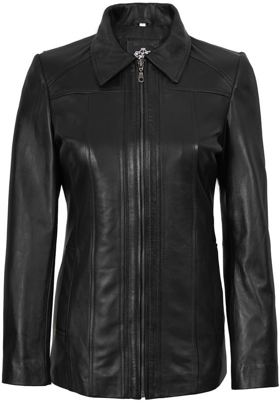 image:imageBlingsoul Leather Coats for Womens Real Long Leather Jacket WomenBlack
