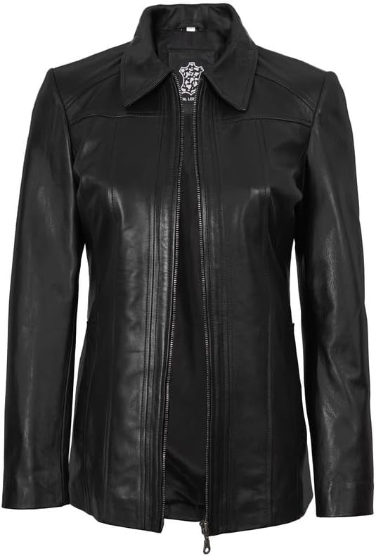 image:imageBlingsoul Leather Coats for Womens Real Long Leather Jacket WomenBlack