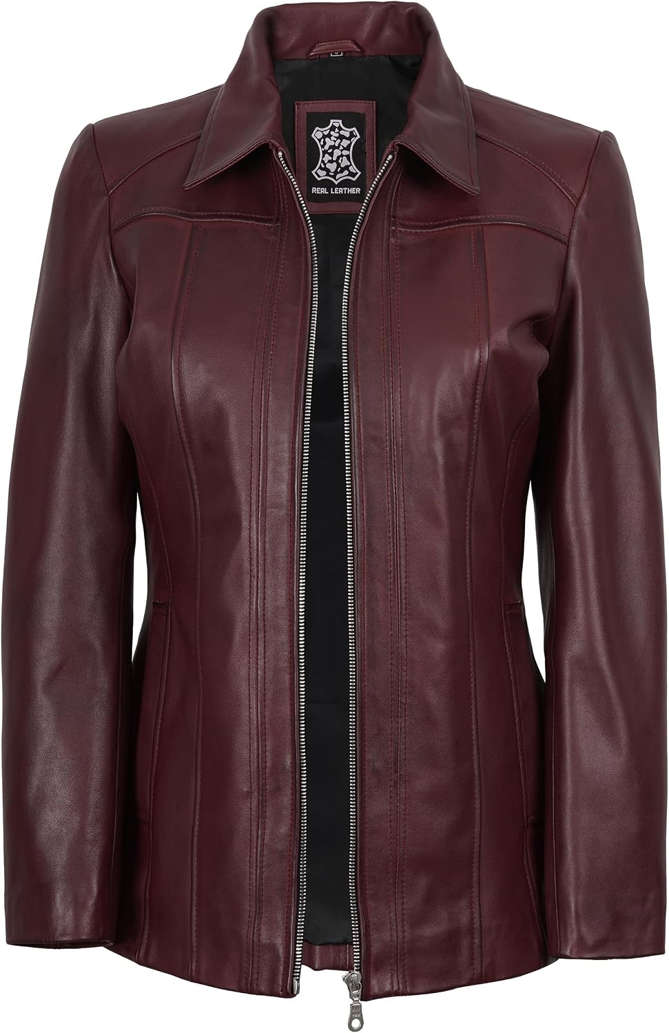 image:imageBlingsoul Leather Coats for Womens Real Long Leather Jacket WomenBurgundy Maroon Wax
