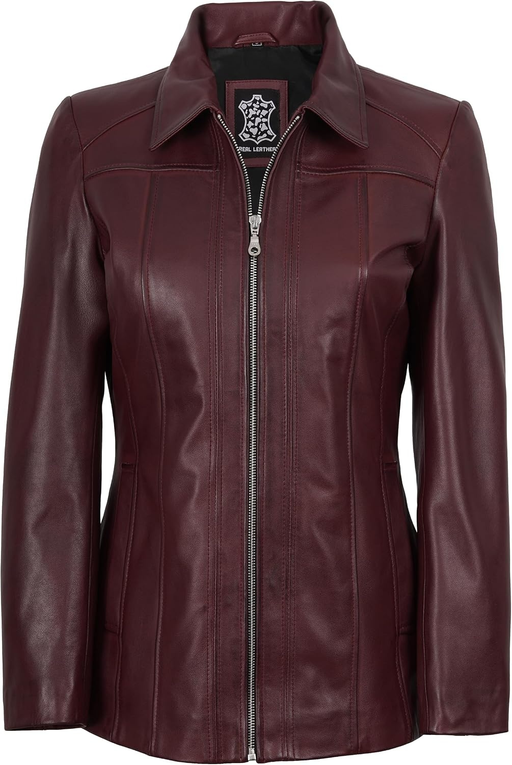 image:imageBlingsoul Leather Coats for Womens Real Long Leather Jacket WomenBurgundy Maroon Wax