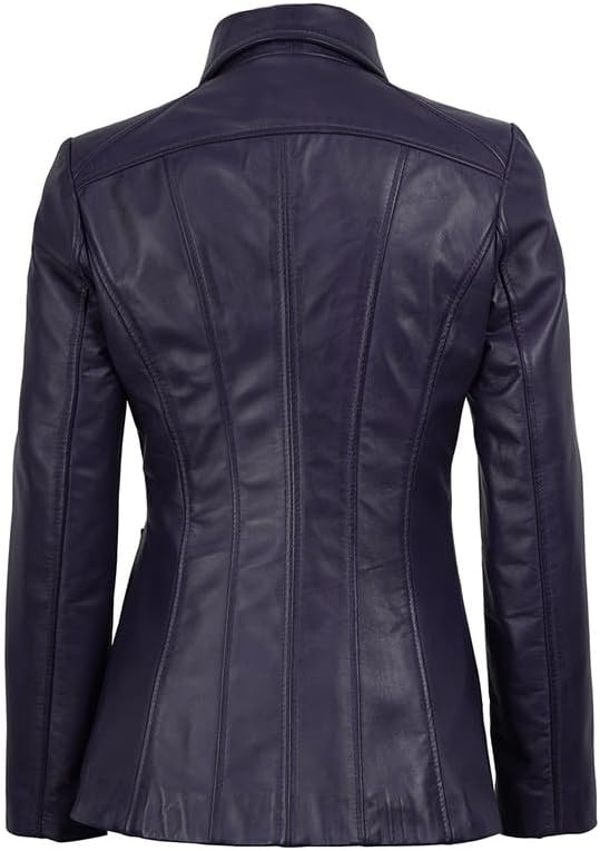 image:imageBlingsoul Leather Coats for Womens Real Long Leather Jacket WomenPurple Wax