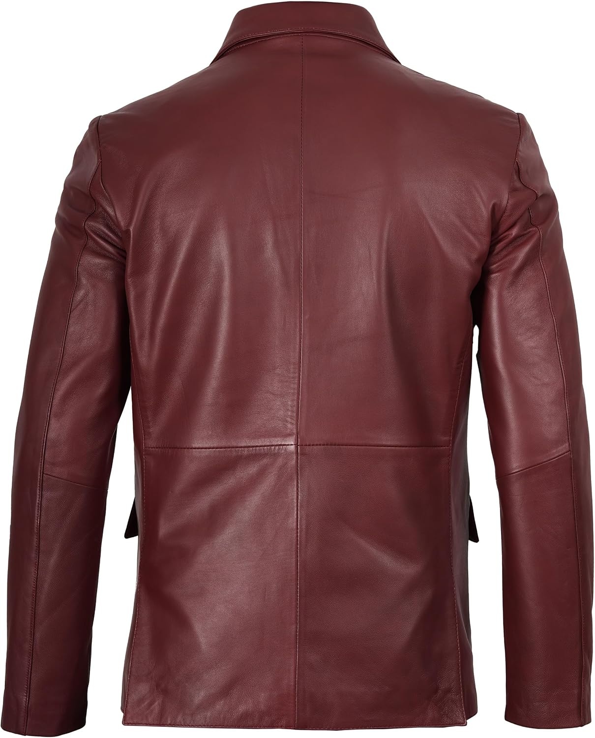 image:imageBlingsoul Mens Leather Blazer Jacket Real Lambskin Sport Coat with Notch Lapel CollarBurgundy Maroon Wax