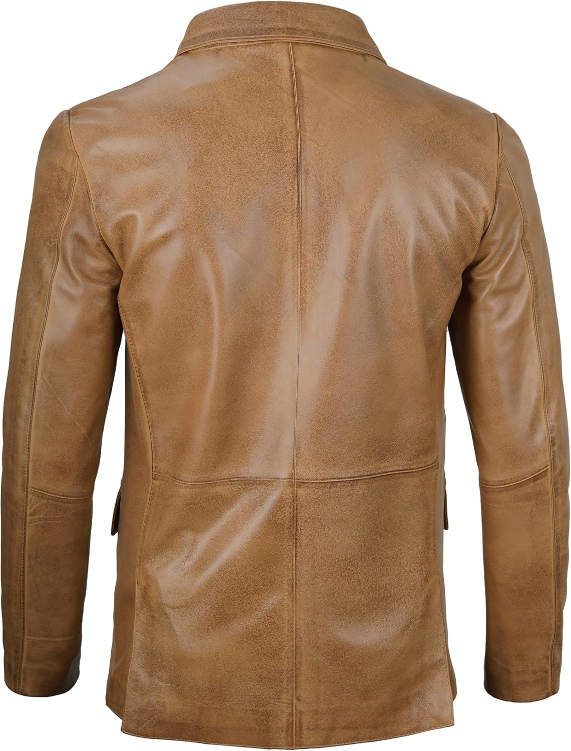 image:imageBlingsoul Mens Leather Blazer Jacket Real Lambskin Sport Coat with Notch Lapel CollarCamel Wax