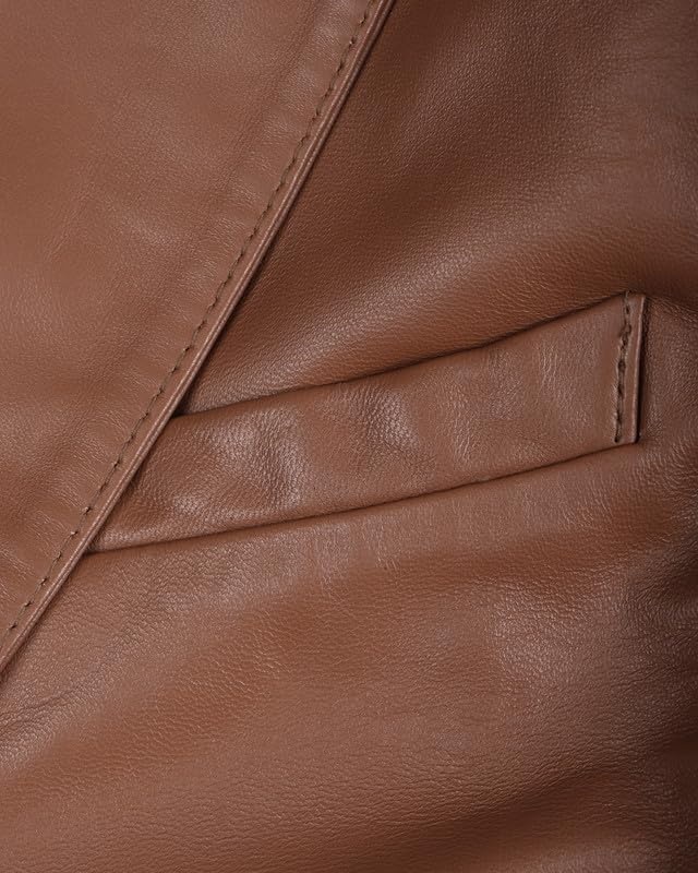 image:imageBlingsoul Mens Leather Blazer Jacket Real Lambskin Sport Coat with Notch Lapel CollarCognac Without Wax