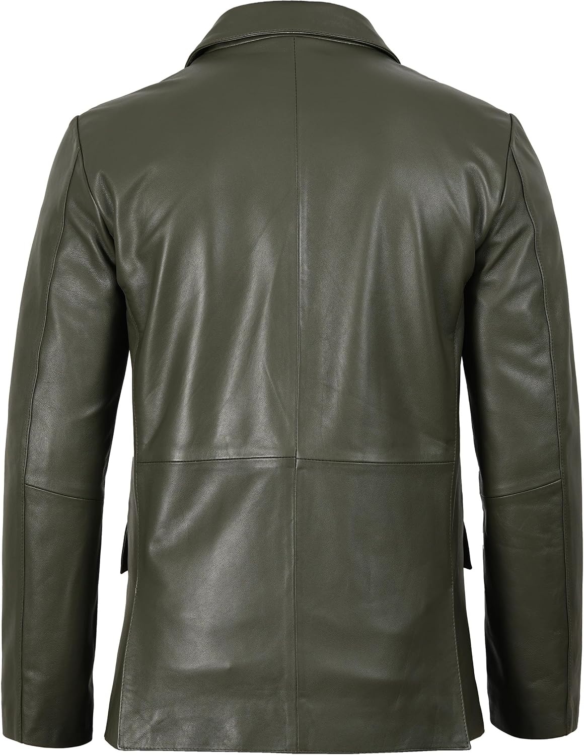 image:imageBlingsoul Mens Leather Blazer Jacket Real Lambskin Sport Coat with Notch Lapel CollarGreen