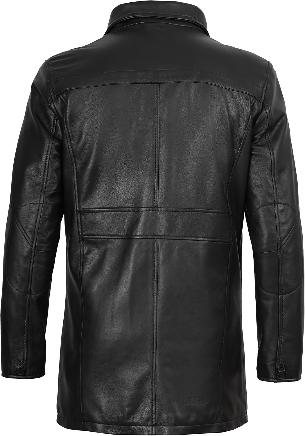 image:imageBlingsoul Mens Leather Car Coat Real Lambskin Long Leather Jacket Men MidThigh Genuine Leather Coat for MenBlack
