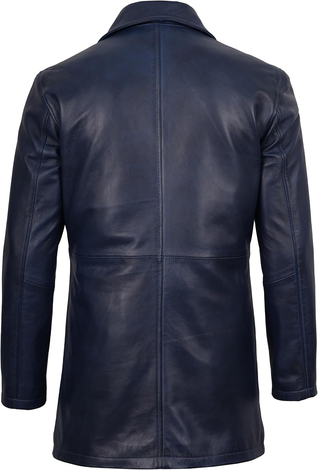 image:imageBlingsoul Mens Leather Coat MidLength Real Lambskin Long Leather Jacket MenBlue Wax