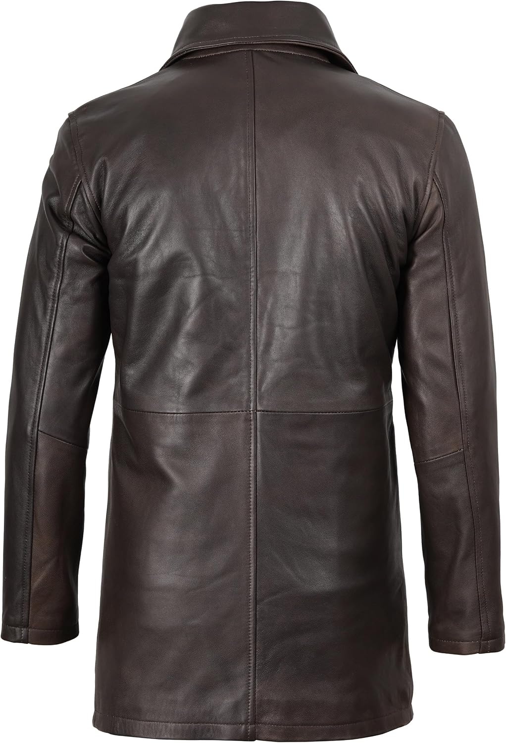 image:imageBlingsoul Mens Leather Coat MidLength Real Lambskin Long Leather Jacket MenVintage Brown