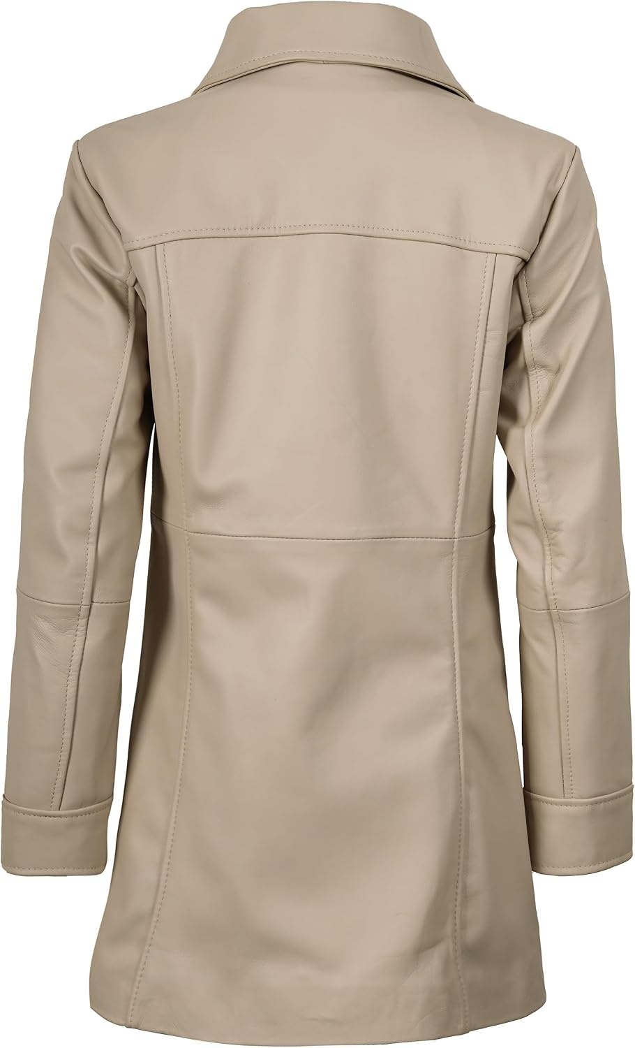 image:imageBlingsoul MidLength Leather Car Coat Women Vintage Long Leather Jacket for Women Real Lambskin Coat with Spread CollarBeige