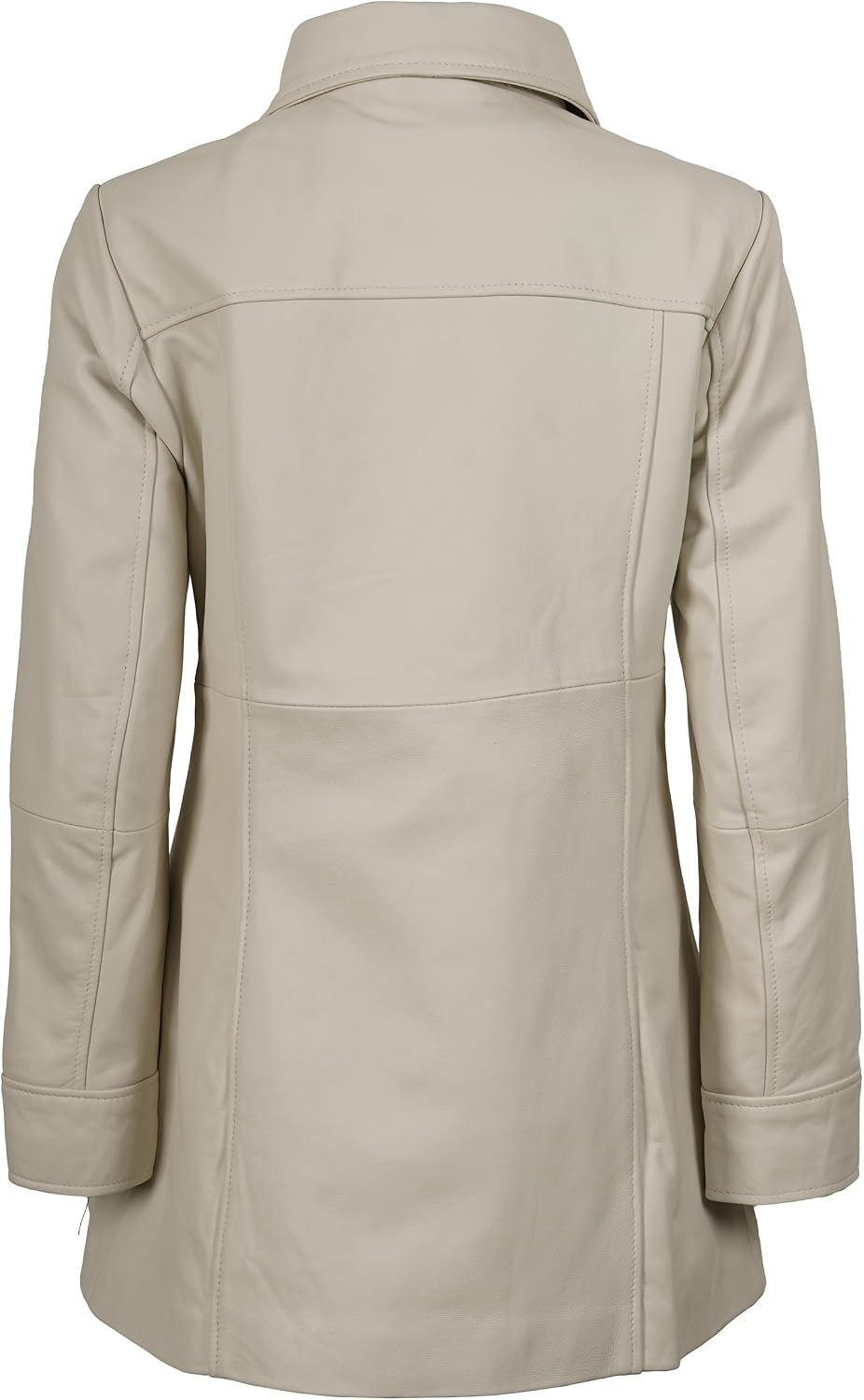 image:imageBlingsoul MidLength Leather Car Coat Women Vintage Long Leather Jacket for Women Real Lambskin Coat with Spread CollarOffwhite