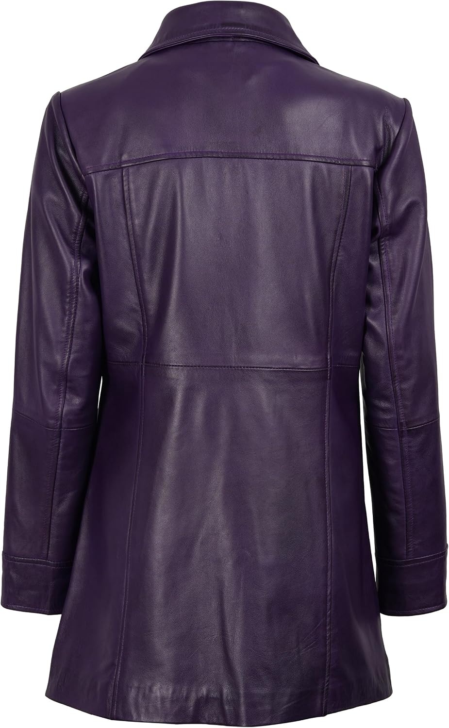 image:imageBlingsoul MidLength Leather Car Coat Women Vintage Long Leather Jacket for Women Real Lambskin Coat with Spread CollarPurple Wax