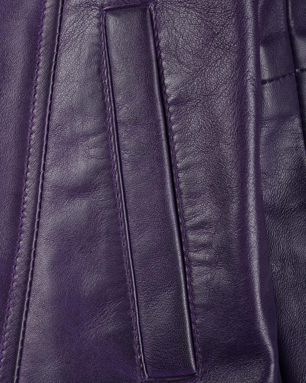 image:imageBlingsoul MidLength Leather Car Coat Women Vintage Long Leather Jacket for Women Real Lambskin Coat with Spread CollarPurple Wax