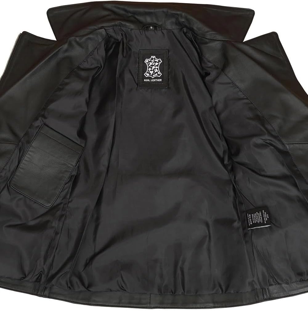 image:imageBlingsoul Real Lambskin Asymmetrical Jacket For Women Belted Leather Jacket WomensBlack