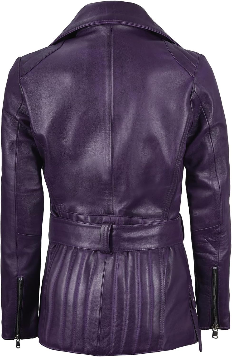 image:imageBlingsoul Real Lambskin Asymmetrical Jacket For Women Belted Leather Jacket WomensPurple Wax