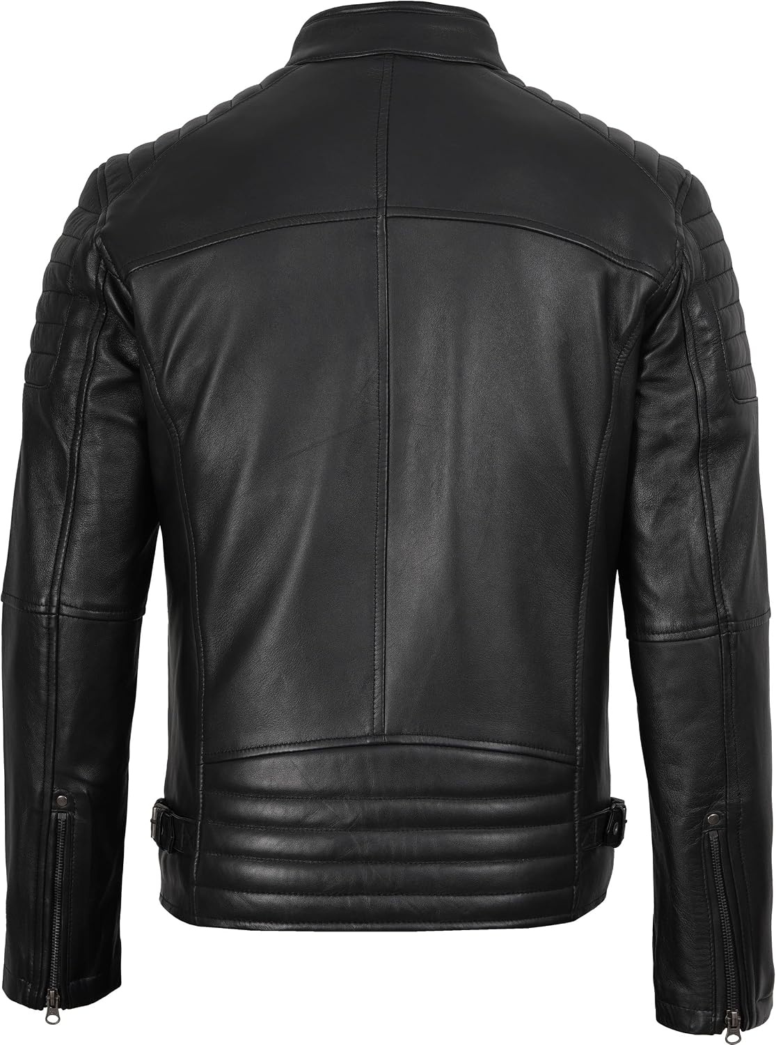 image:imageBlingsoul Real Lambskin Leather Jacket Men Cafe Racer Style Premium Mens Leather JacketBlack