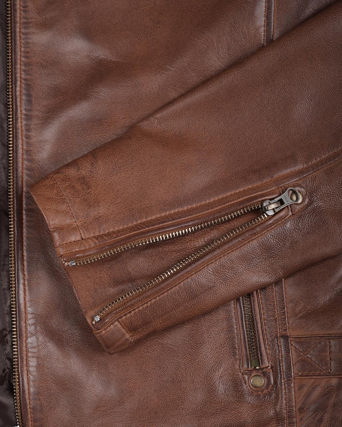 image:imageBlingsoul Real Lambskin Leather Jacket Men Cafe Racer Style Premium Mens Leather JacketCognac Wax