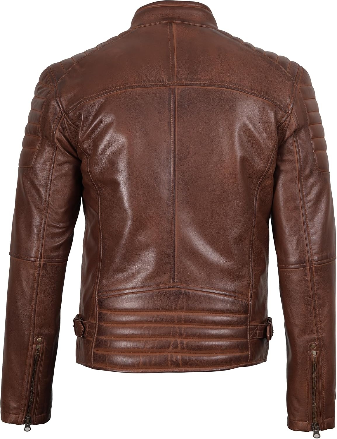 image:imageBlingsoul Real Lambskin Leather Jacket Men Cafe Racer Style Premium Mens Leather JacketCognac Wax